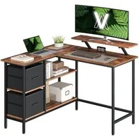 VASAGLE Eckschreibtisch L-förmiger Schreibtisch, 2 Schubladen, Computertisch, für Homeoffice, mit Monitorständer, mit verstellbarer Ablage, 115 x 105 cm
