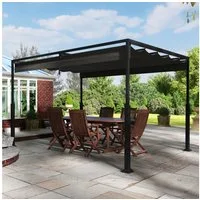 FIVMEN Pavillon Gartenpavillon 3x3m, Schiebedach, Stahlgestell, UV-Schutz