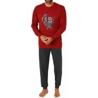 RELAX by Normann Pyjama Herren Schlafanzug langarm mit Bündchen und edlen Frontprint