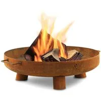 BBQ-Toro Feuerschale Ø 60 cm, Rostoptik, Outdoor Dreibein Feuerstelle für Garten/Terrasse, (4-St), mit Griffen
