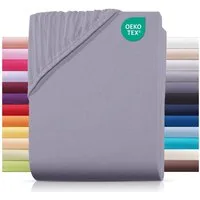 Carpe Sonno Spannbettlaken Jersey 90x200 100x200 120x200 140x200 160x200 180x200 200x200 70x140, Jersey, Gummizug: rundum, (1 Stück), Baumwoll Babybett Spannbettlaken 70x140 Baby Laken Grau
