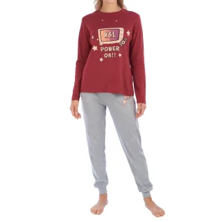 KLP1 Damen-Winterpyjama mit langen Ärmeln