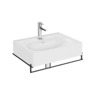 VitrA Equal Set Waschtisch 64 cm mit Handtuchhalter Weiß Hochglanz mit Oberflächenveredelung,64081 64081