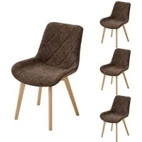 PPkrimnel Esszimmerstuhl mit Leinenpolster & Massivholzfüßen, Wohnzimmerstuhl, Polsterstuhl (4 St), Diamantstepp-Design, Ergonomisch, Ideal für Küche, Wohnzimmer & Büro