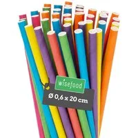 wisefood Trinkhalme 100-tlg., Papier-Strohhalme, bunt, Ø 0,6 x 20 cm, (100-tlg)