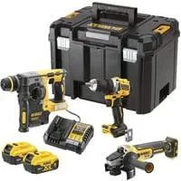 Akku-Bohrschrauber, -Kombihammer und -Winkelschleifer Set DCK330P2T, 18Volt, Werkzeug-Set gelb/schwarz, Kombopack, 2x Li-Ionen Akku 5,0Ah, in T STAK-Box VI