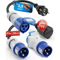 feletec 3x CEE Adapter 230V 16A für Camping & Wohnmobil CEE-Adapterkabel