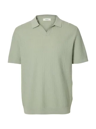 SELECTED MEN - SLHMATTIS SS LINEN BLEND STRUC POLO NOOS Aqua Gray - Gr. - M