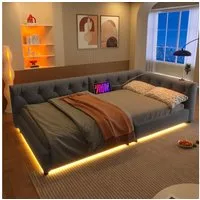 Flieks Daybett, Daybett Schlafsofa Einzelbett Tagesbett 90x200cm mit USB-Aufladen