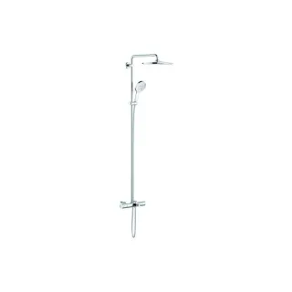 Grohe Rainshower Duschsystem 26657000 chrom, mit Aufputz-Thermostat, Duscharm 45cm schwenkbar