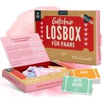 Amari Geschenkbox Gutscheinbox für Paare - 50 Gutschein Lose Verwöhnmomente, Valentinstag, Jahrestag, Hochzeit