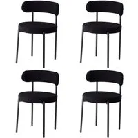 GrandCA HOME Esszimmerstuhl 4er Set Esszimmerstuhl, Moderner Gepolsterter Küchenstuhl (4 St), aus Teddyfellbezug – Schwarz