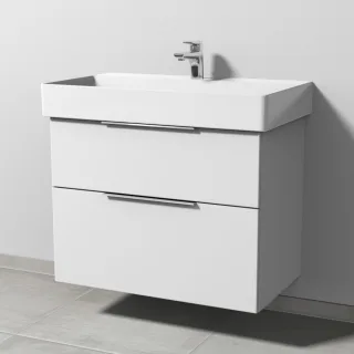 Sanipa 3way Waschtischunterbau zu Duravit Dura Square Waschtisch mit 2 Auszügen, Weiß-Soft UM42843