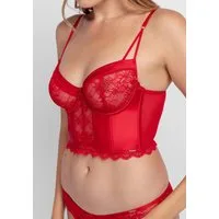 Dorina Bustier Hasina mit zarter Spitze und glänzendem Satin, verstellbare Träger
