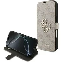 Guess Handyhülle Bookcase iPhone 17 Pro rosa Logo goldfarben aufstellbar 6,3 Zoll, Kantenschutz