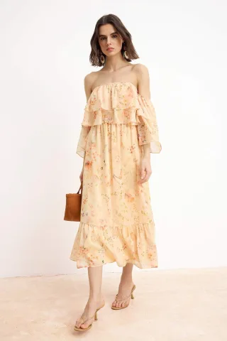 Damen-Maxikleid mit Blumenmuster, ärmellos, für Tag und Nacht