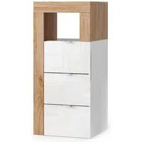 welltime Unterschrank Hamburg Höhe 78 cm, Breite 35 cm, Badkommode mit 3 Schübkästen, Badezimmerschrank, dekorativer Rahmen, offenes Fach, Metallgriffe