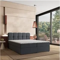 Masseno Boxbett MERU 140x200 cm mit Bonell Matratze und Topper, Doppelbett, Polsterbett mit Kopfteil, Boxspringbett