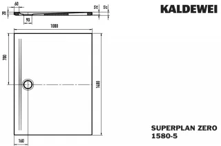 Kaldewei Duschwanne SUPERPLAN ZERO Mod.1580-5, 1000 x 1400, alpinweiß matt,SEC,Wt extrafl. 358047982711