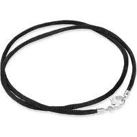Materia Textilband Damen Schwarz Samt Textilkette 2mm 42-90cm K26, Verschluss aus 925 Sterling Silber