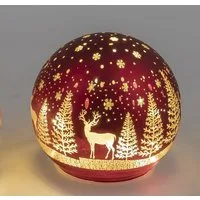 formano Weihnachtsbaumkugel Deko Kugel Licht rot mit Hirsch und Bäume LED-Licht, Timerfunktion