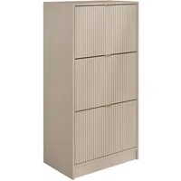 MIRJAN24 Schuhschrank Tireno 3K (mit drei Klappen) 60x40x120 cm, Aluminiumgriffe in der Farbe Gold