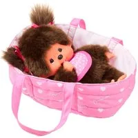 Monchhichi Plüschfigur Mädchen & Tragetasche 20 cm Monchhichi Puppe in Geschenkverpackung