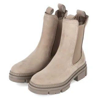 Tamaris Chelsea Boots  Beige - Gr. 41 -  Leder und Textil