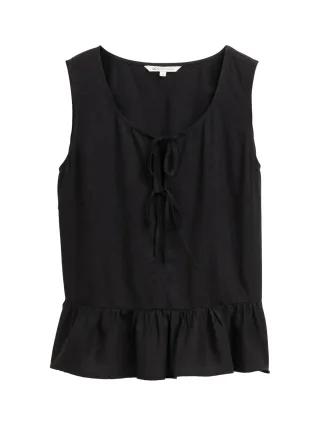 Denim Tom Tailor - Blusentop mit Leinenanteil deep black - Gr. - L