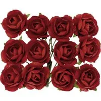Glorex Dekofigur Glorex Röschen rot mit Draht 18mm 12 Stück