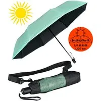 iX-brella Trekkingschirm XL Sonnen-Regenschirm mit UPF 50+, UV-Hitze-Schutz, mit Umhängetasche, mit Handöffner, innen schwarz