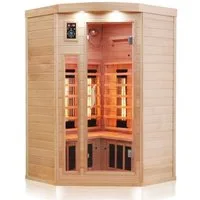 Dewello Infrarotkabine LAKEFIELD 140 Wärmekabine, bis zu 3 Personen, 5 Vollspektrumstrahler, BxTxH: 140 x 140 x 190 cm, (Farblichttherapie, Ionisator mit Ozondesinfektion und Aromatherapie, Multimedia und zusätzlich USB-Anschluss & Bluetooth möglich)
