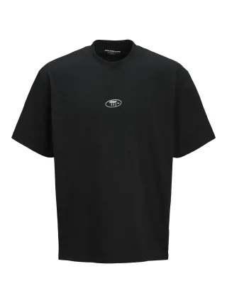 JACK&JONES - JCORETREAT TEXT BACK TEE SS CREW NECK black - Gr. - S