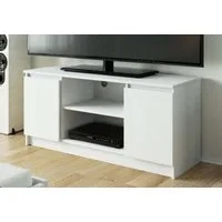 Home Collective TV-Schrank 120cm breit mit zwei Türen und zwei offenen Regalen Lowboard Wohnzimmer Schlafzimmer in weiss