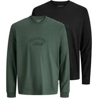 Jack & Jones Junior Langarmshirt JORBLEECKER BRANDING TEE LS 2PK MP JNR (Packung, 2-tlg)