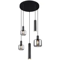 TRIO Leuchten LED Pendelleuchte, Dimmfunktion, LED wechselbar, warmweiß, Lampenschirm Rauch-glas hängend über Esstisch & Treppenhaus, Ø40cm