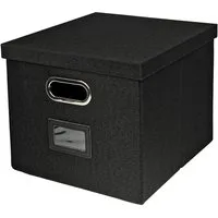 HMF Aufbewahrungsbox Aufbewahrungsbox mit Deckel für DIN A4 Hängeregister, Regalbox passend für Kallax, 33 x 37,5 x 28 cm, Schwarz