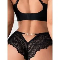Elegant Love Slip Romantische Dessous – Sinnlicher Tanga & Unterwäsche Sexy V-String mit Spitze & Herzdetail – Elegante Damenwäsche