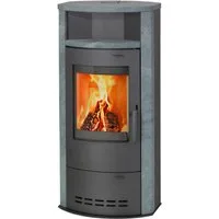 Thermia Kaminofen Hamburg V4 gussgrau/Naturstein, 7 kW, Dauerbrand