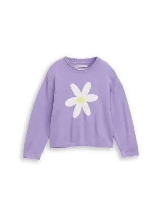 tom tailor kids - Strickpullover mit Blumen-Motiv sweet purple - Gr. - 122