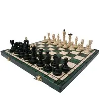 Holzprodukte Spiel Schach Schachspiel Ace Schachbrett 42x42 blau rot grün schwarz braun