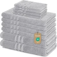 Lavea Handtuch Set Elena, Duschtücher, Handtücher, Gästetücher, Waschhandschuhe, 100% Baumwolle (Set, 10-St), Frottierserie, weich & saugstark, pflegeleicht, 500 g/m² Frottier