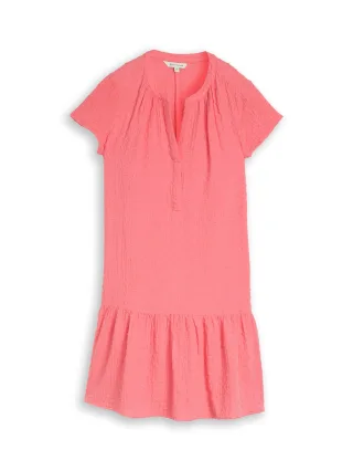 Tom Tailor - Musselin Kleid mit gepunkteter Struktur soft coral pink - Gr. - 44