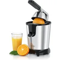 Arendo Entsafter Saftpresse elektrisch, Zitruspresse, Orangenpresse, Edelstahlkegel, 1000 W, 0,45 L Behälter, 2 Presskegel, spülmaschinengeeignet, BPA frei