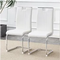 BBWL Esszimmerstuhl 2er Set Esszimmerstühle Freischwinger (Kunstleder Bogenform ergonomisch), für Esszimmer, Küche und Homeoffice