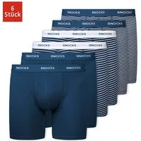 SNOCKS Boxershorts Enge Unterhosen mit längerem Bein Herren Männer (6-St) aus Bio-Baumwolle, ohne kratzenden Zettel, bequem durch längeres Bein