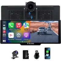 A-Sure 10.26" 4K Wireless Carplay Android Auto AutoRadio GPS Navigationsgerät Dashcam (WiFi, Apple carplay, Android Auto, TF Card, 4K-Frontkamera/10.26" IPS Bildschirm( 1600*600) /64GB Rom TF Card)