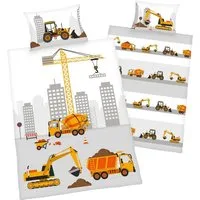 Baby Best Babybettwäsche Baustelle, Flanell, mit niedlichem Baustellen Motiv