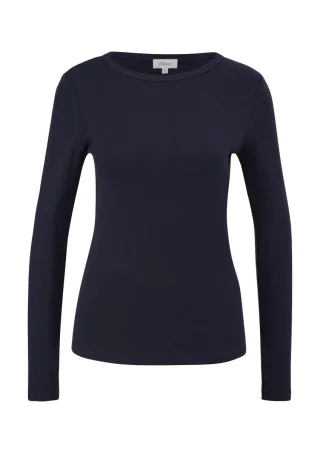 s.Oliver Red Label - Longsleeve mit Rippstruktur blau - Gr. - 40