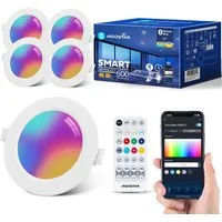 Aigostar LED Einbauleuchte Smart Decken Einbaulampe RGB+CCT Kompatibel mit Alexa Bluethooth Mesh, Ф100-110mm